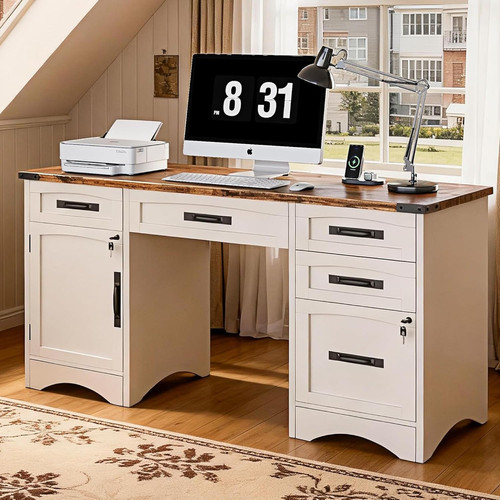 Farmhouse computer desk with - farmhouse,